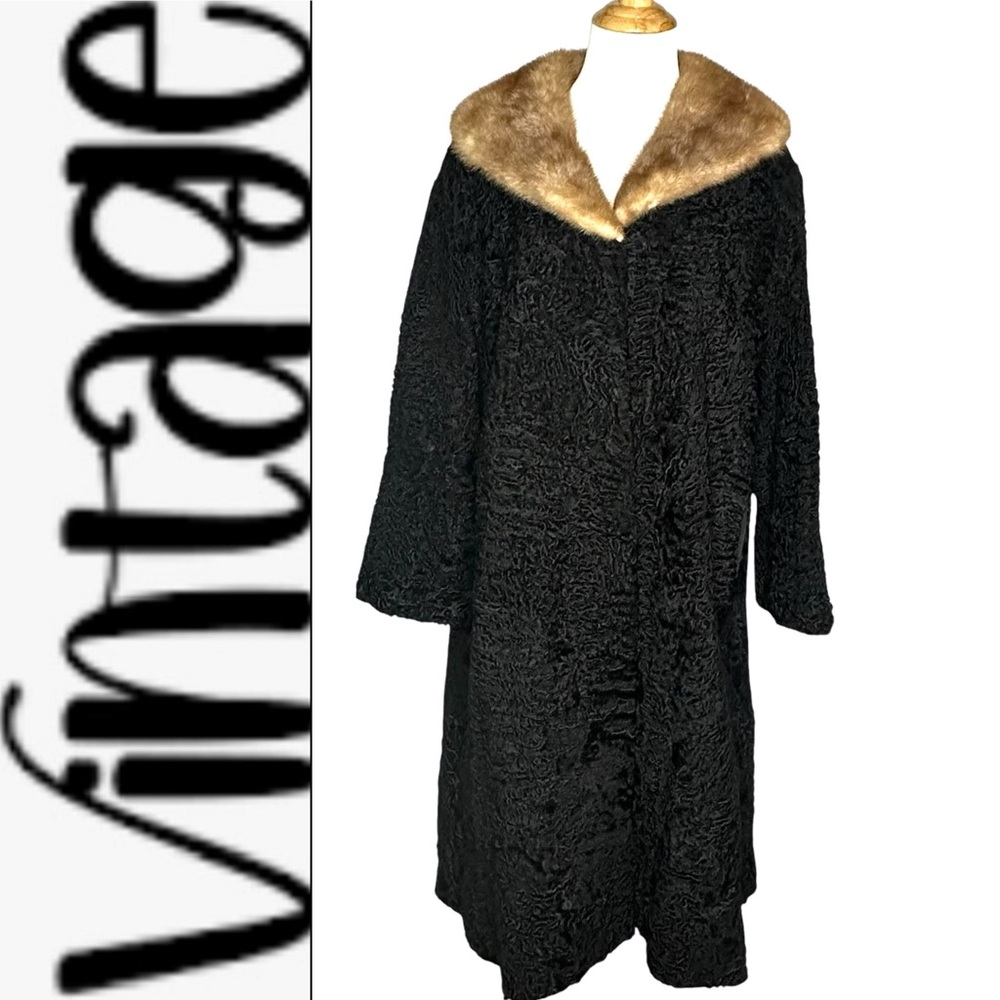 Vintage 50’s/60’s G Fox + Co Persian Lamb Fur Jacket w/Mink Collar - Picture 2 of 16
